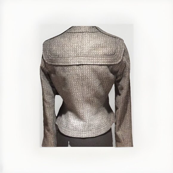 Etcetera Black White Woven Tweed Motto Jacket Sz 2 Preppy Tailored Business - Picture 4 of 6